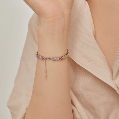 [baslovejewels]Delicate Colorful Emerald Cut Daily Bracelet
