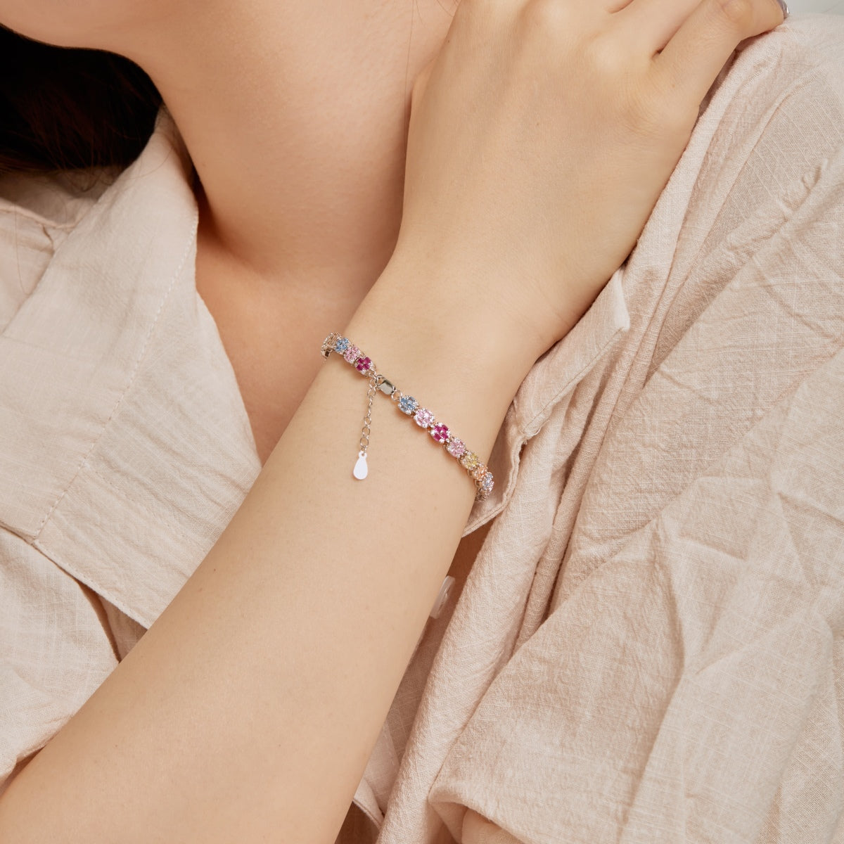 [baslovejewels]Delicate Colorful Emerald Cut Daily Bracelet
