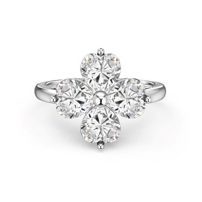 [baslovejewels]Heart-shaped Four-Leaf Clover Ball Ring