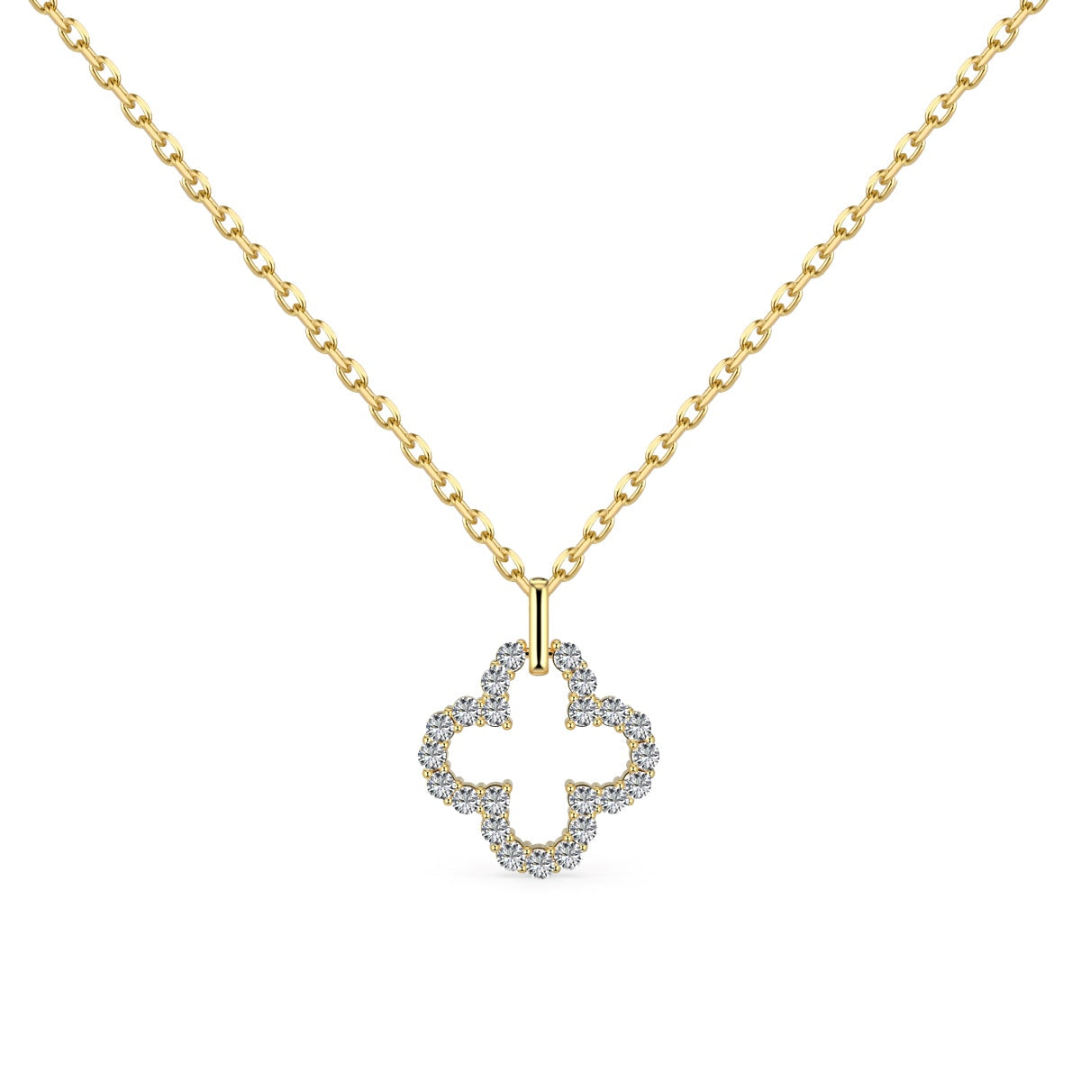 [baslovejewels]Four-Leaf Clover Hollow Design Exquisite Necklace