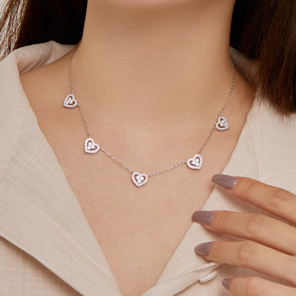 [baslovejewels]Sparkling Five Heart Necklace