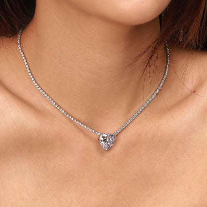 [baslovejewels]8.0 Carat Versatile Colorful Sweet Heart-Shaped Tennis Necklace