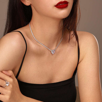 [baslovejewels]8.0 Carat Versatile Colorful Sweet Heart-Shaped Tennis Necklace