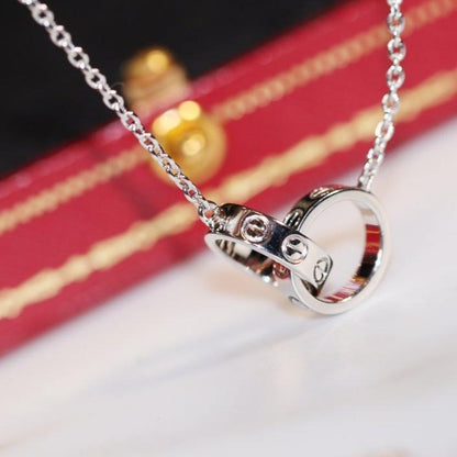 [baslovejewels]LOVE NECKLACE PINK GOLD AND SILVER