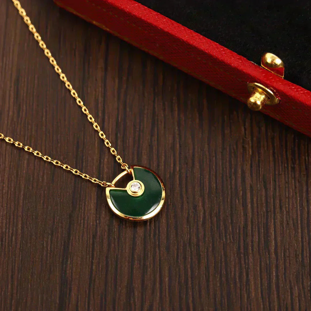 [baslovejewels]AMULETTE GOLD MALACHITE NECKLACE