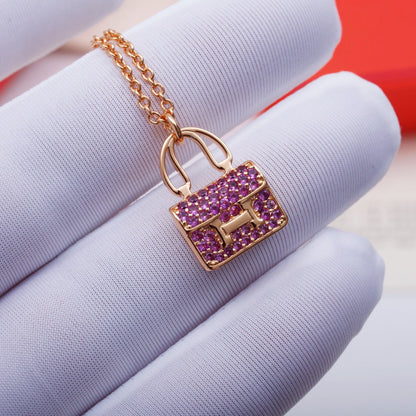 [baslovejewels]CONSTANCE PEDANT PURPLE DIAMOND NECKLACE