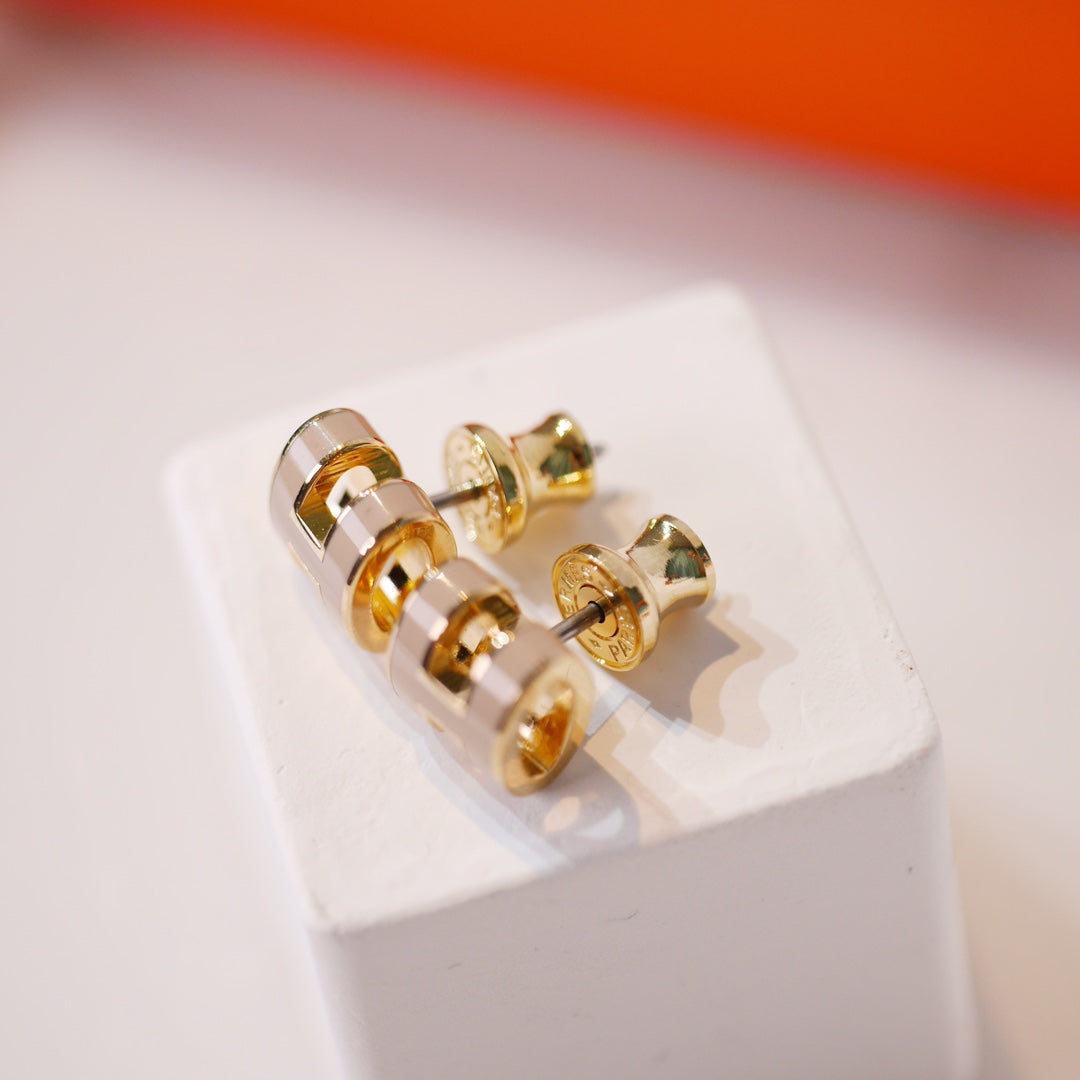 [baslovejewels]MINI POP H GOLD EARRINGS GREY