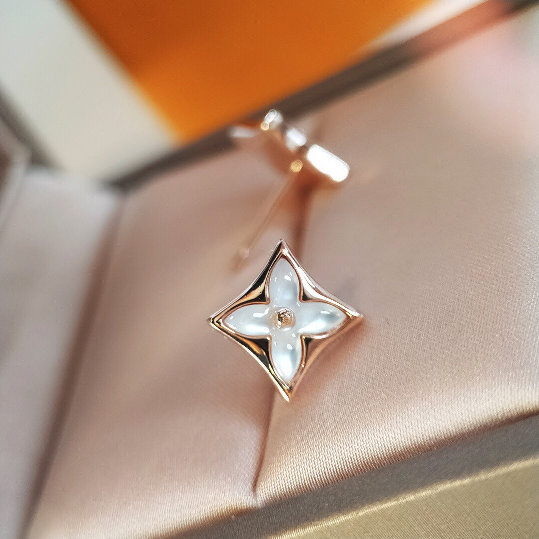 [baslovejewels]STAR MOP PINK GOLD EARRINGS