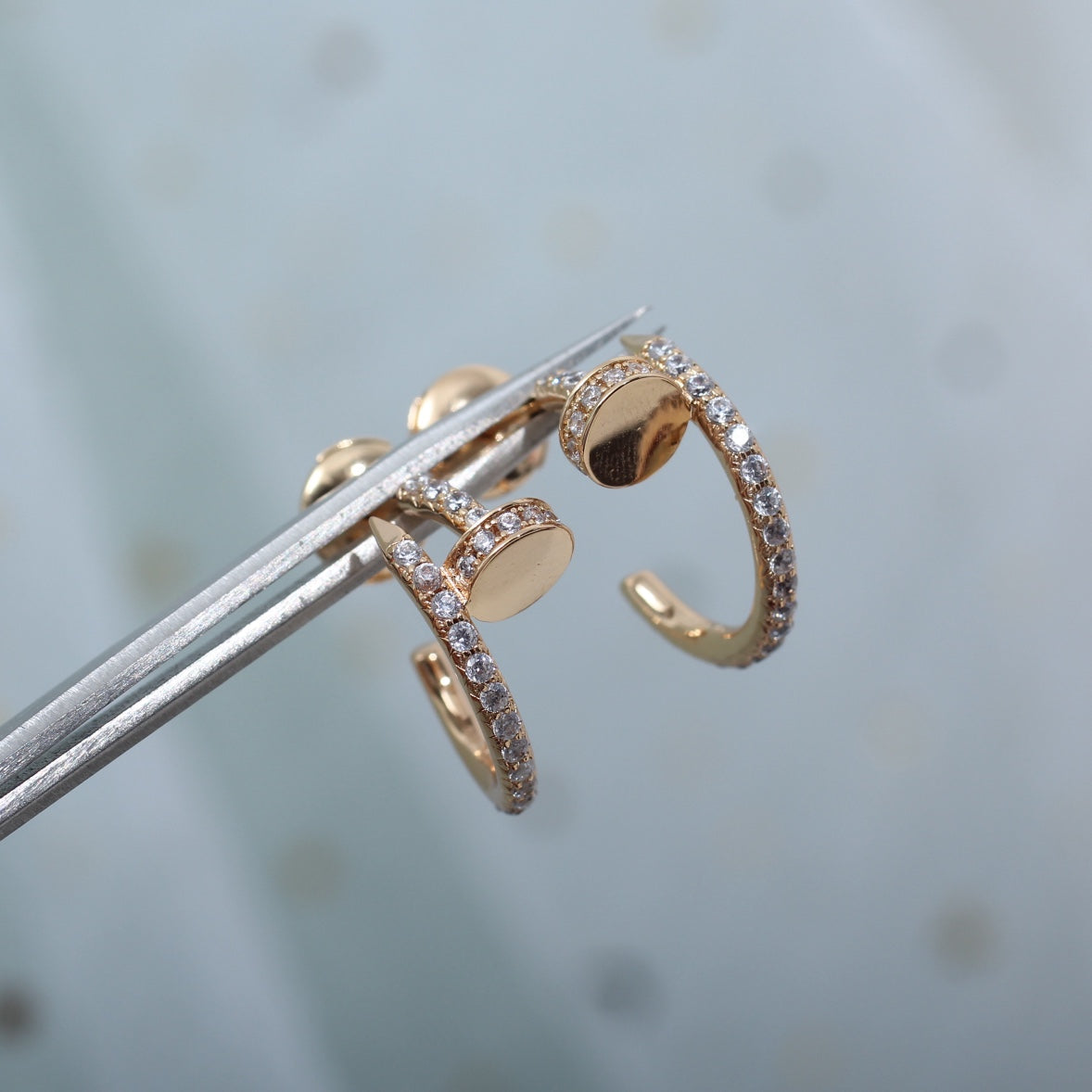 [baslovejewels]JUSTE EARRINGS 12.75MM PINK GOLD DIAMOND