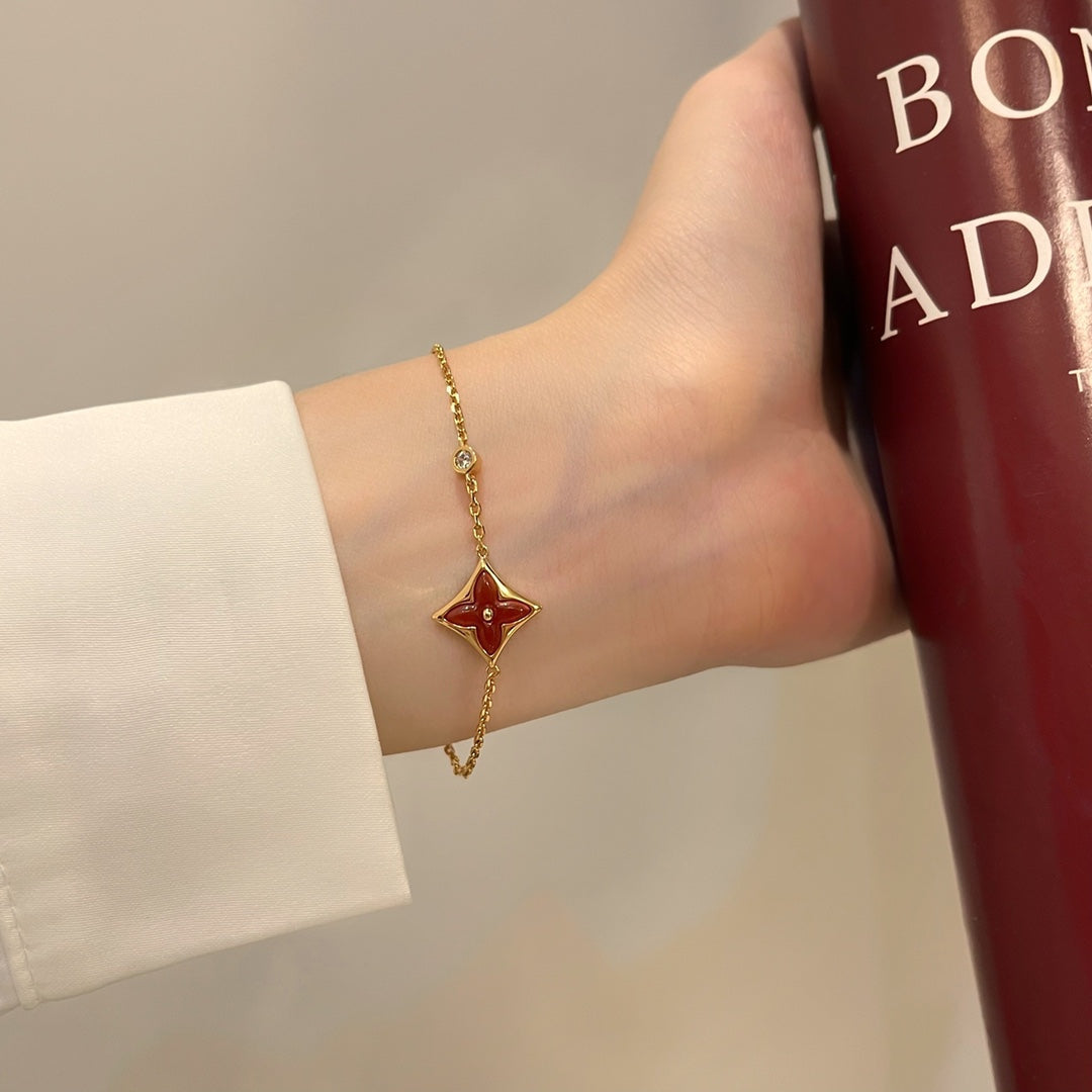 [baslovejewels]COLOR STAR CARNELIAN PINK GOLD DIAMOND BRACELET