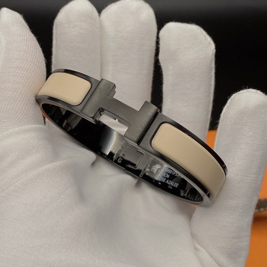 [baslovejewels]H BRACELET 12MM BLACK BEIGE CERAMIC