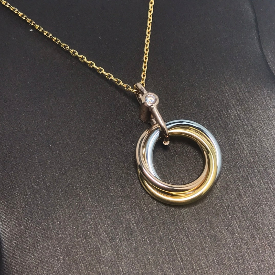 [baslovejewels]TRINITY SILVER GOLD PINK GOLD NECKLACE