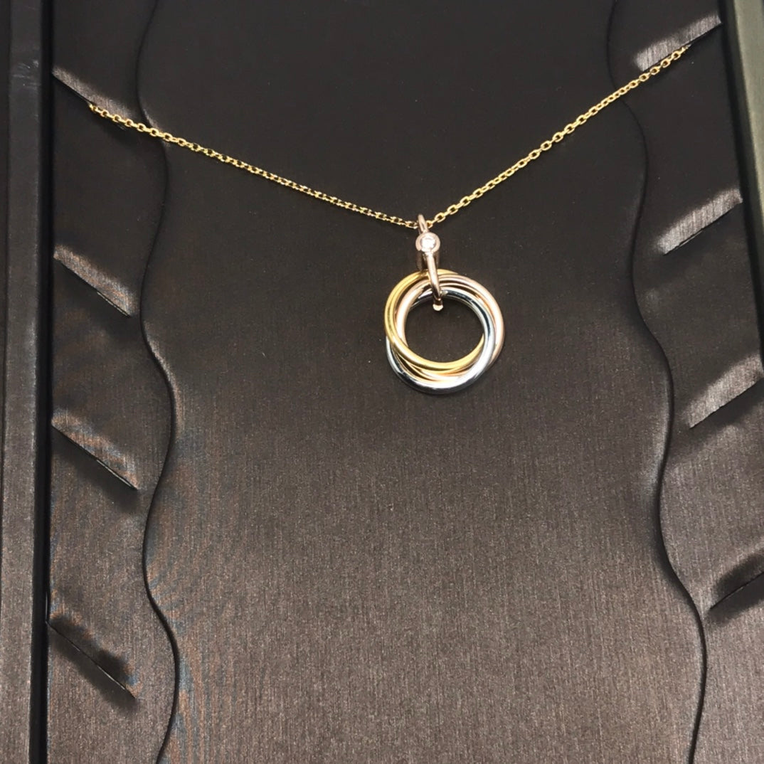 [baslovejewels]TRINITY SILVER GOLD PINK GOLD NECKLACE