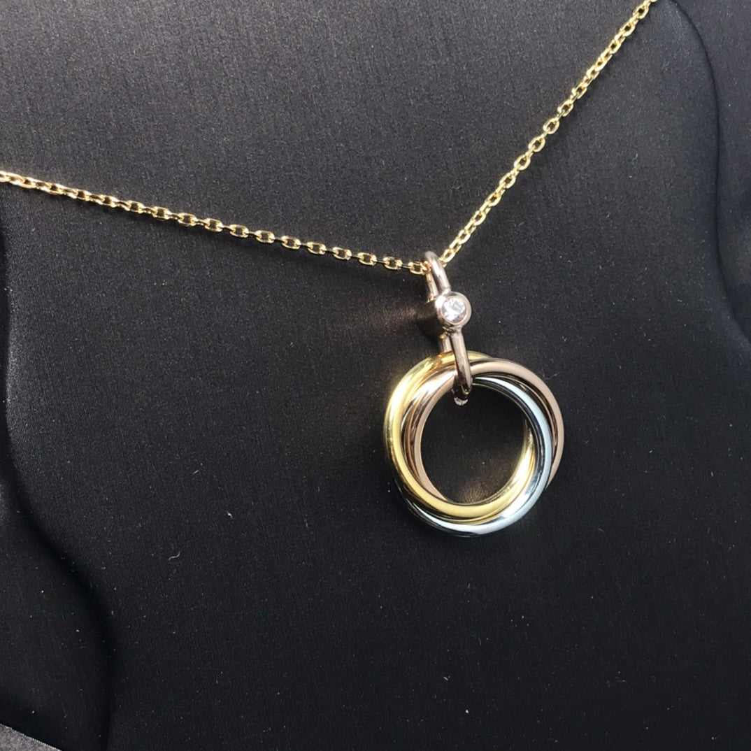 [baslovejewels]TRINITY SILVER GOLD PINK GOLD NECKLACE