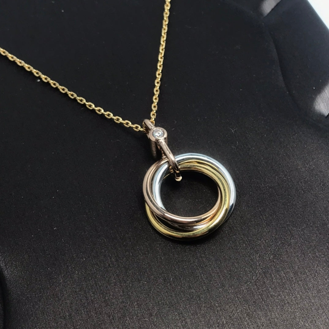 [baslovejewels]TRINITY SILVER GOLD PINK GOLD NECKLACE