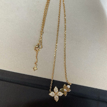 [baslovejewels]STAR BLOSSOM NECKLACE PINK GOLD DIAMONDS