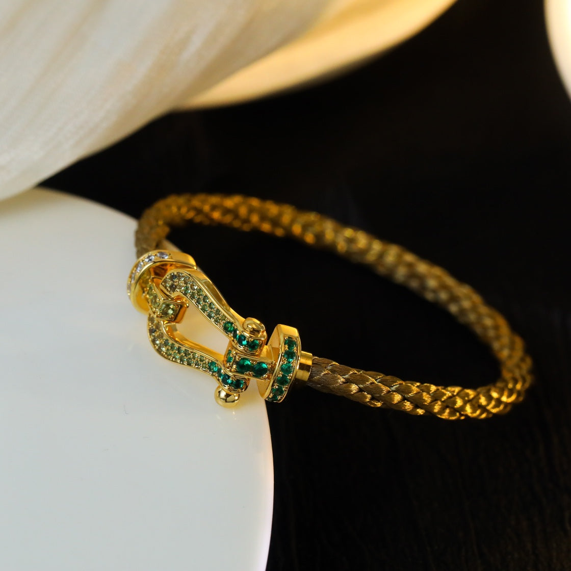 [baslovejewels]FORCE 10 GOLD GREEN DIAMOND PAVED