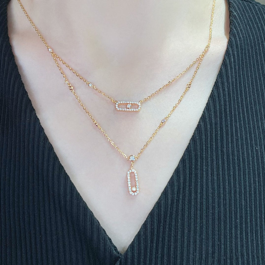 [baslovejewels]MOVE 2 ROW DIAMOND NECKLACE