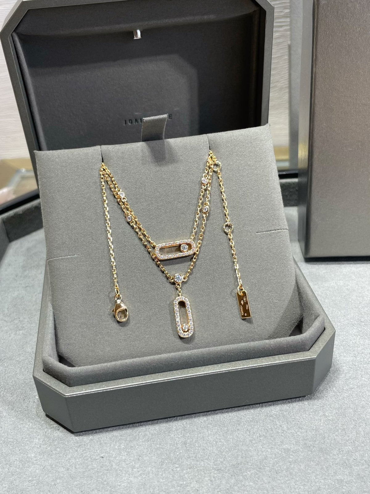 [baslovejewels]MOVE 2 ROW DIAMOND NECKLACE