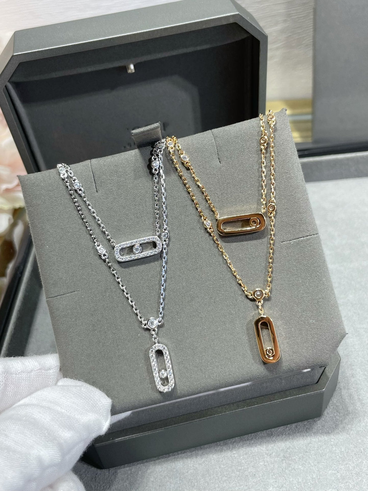[baslovejewels]MOVE 2 ROW DIAMOND NECKLACE