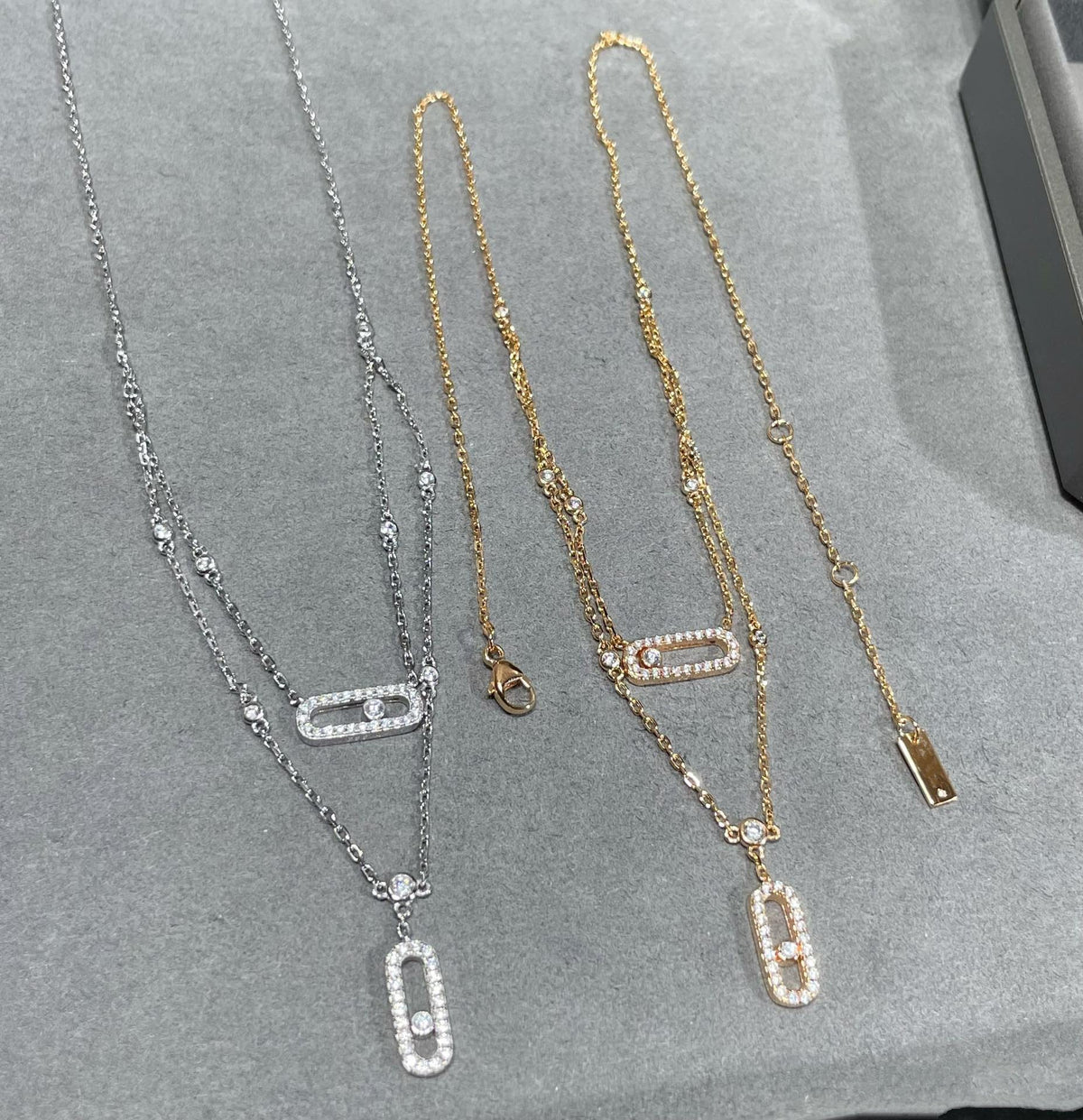 [baslovejewels]MOVE 2 ROW DIAMOND NECKLACE