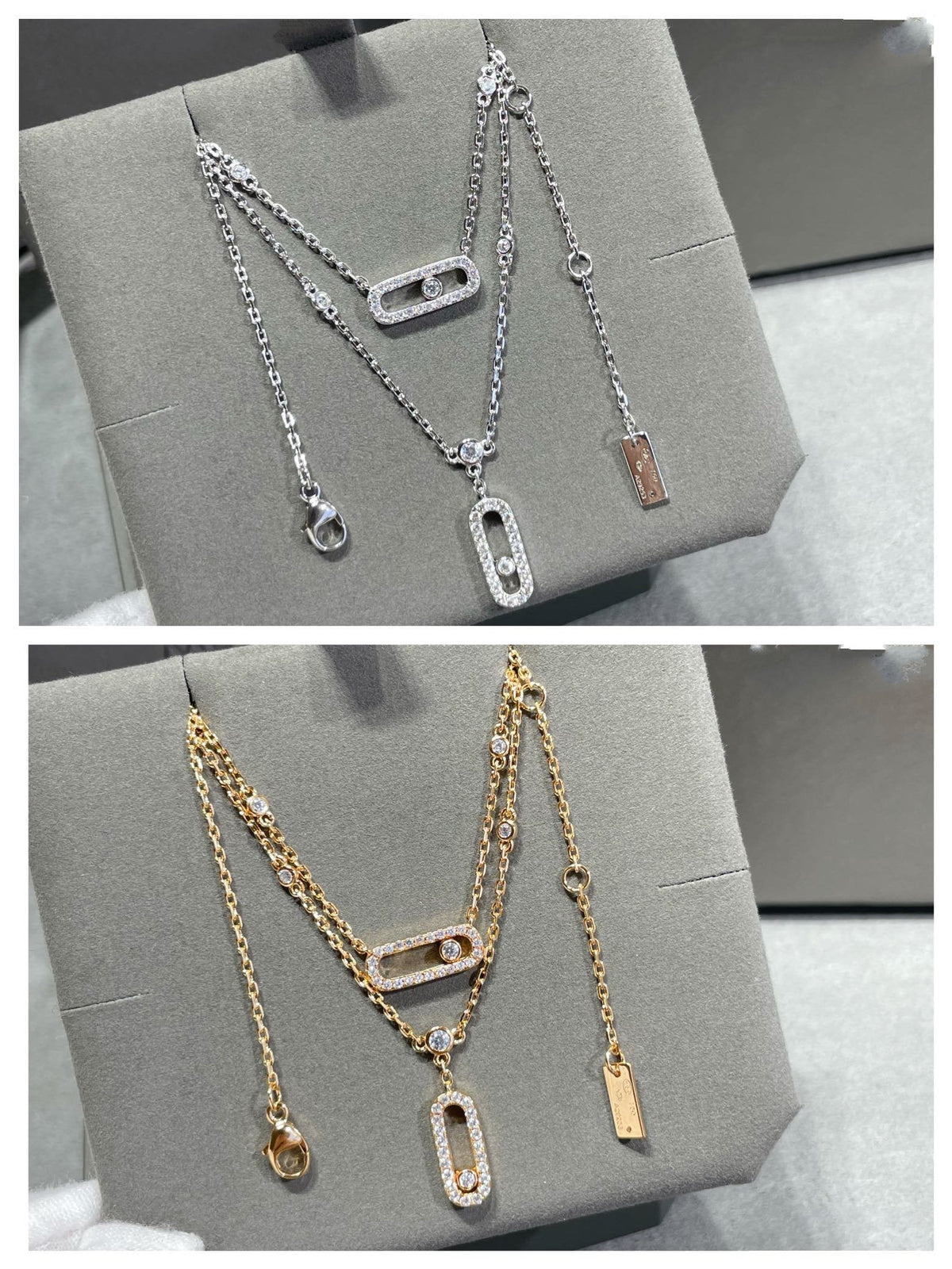 [baslovejewels]MOVE 2 ROW DIAMOND NECKLACE