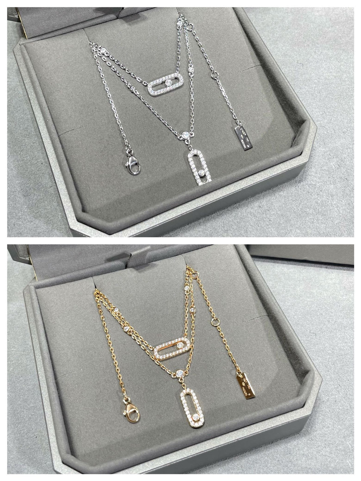[baslovejewels]MOVE 2 ROW DIAMOND NECKLACE