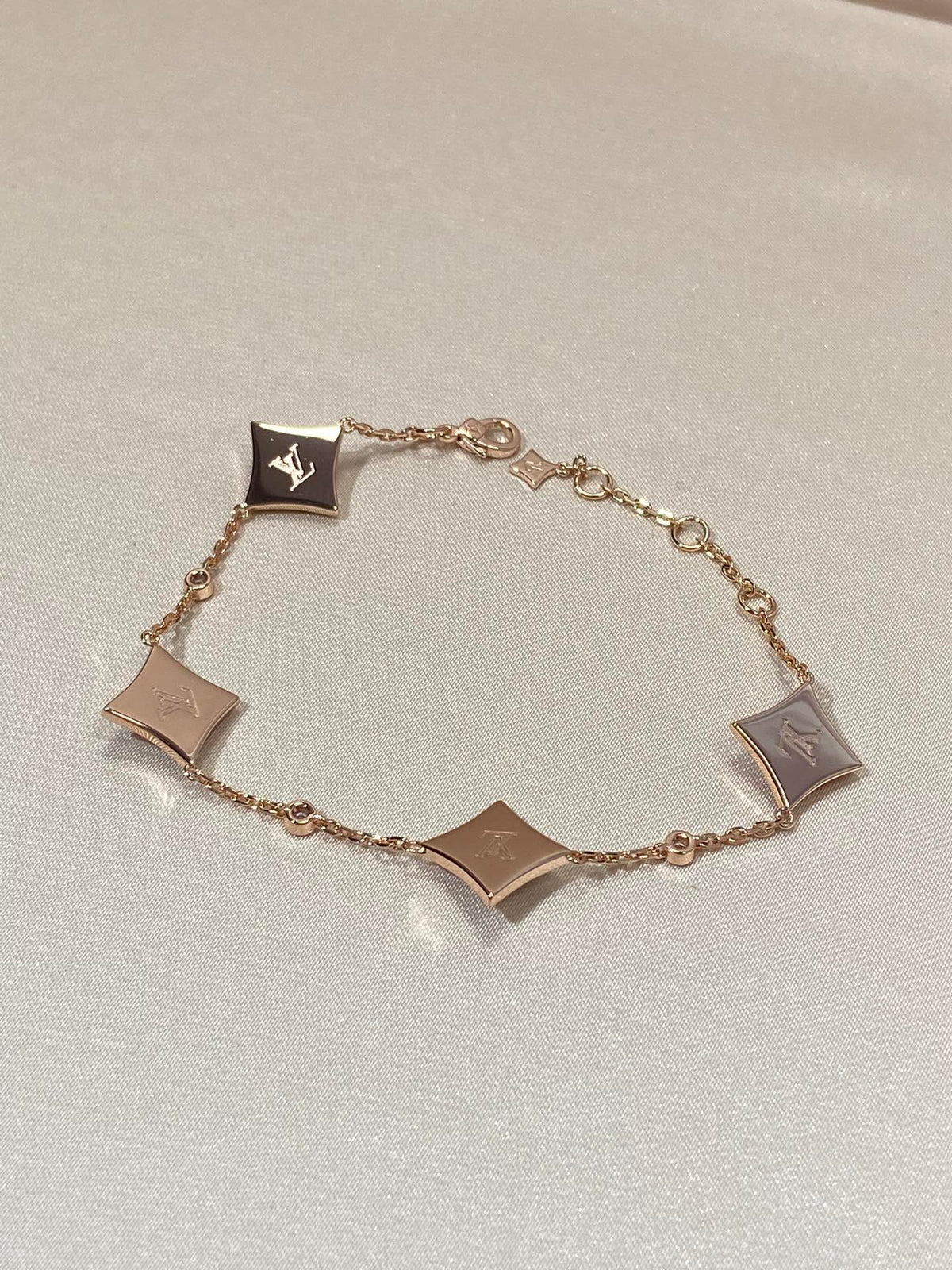 [baslovejewels]STAR 4 MOTIF MOP DIAMOND PINK GOLD BRACELET