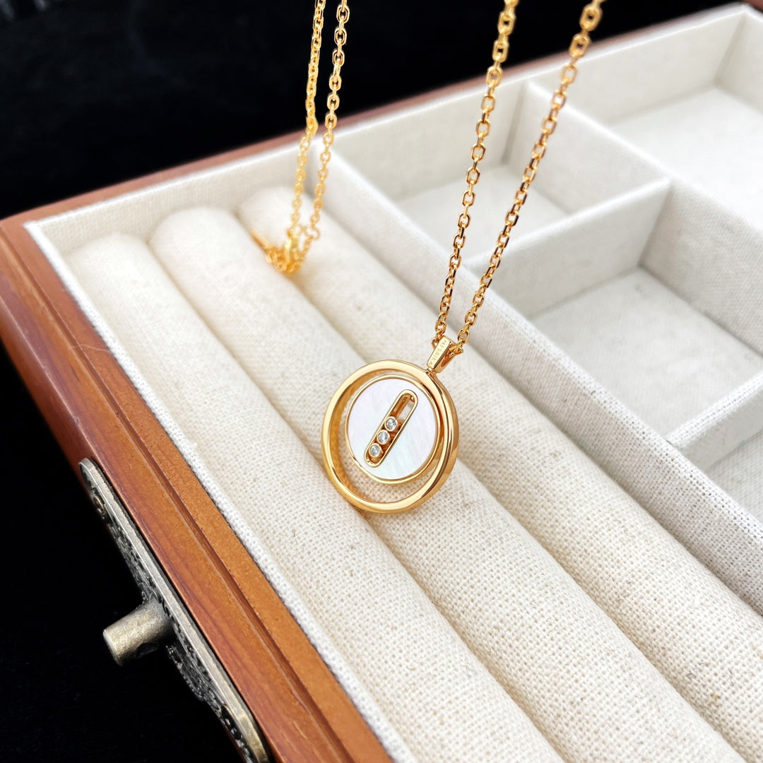 [baslovejewels]LUCKY MOVE MOP PINK GOLD NECKLACE