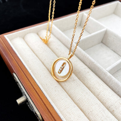 [baslovejewels]LUCKY MOVE MOP PINK GOLD NECKLACE