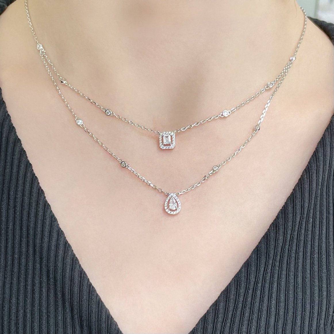 [baslovejewels]MY TWIN 2 ROW DIAMOND NECKLACE
