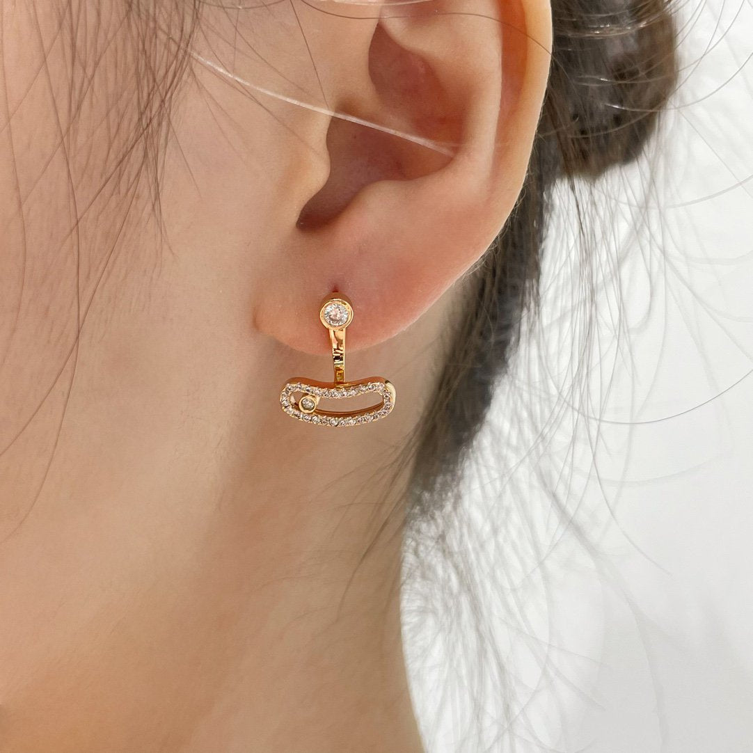 [baslovejewels]MOVE UNO PINK GOLD DIAMOND EARRINGS