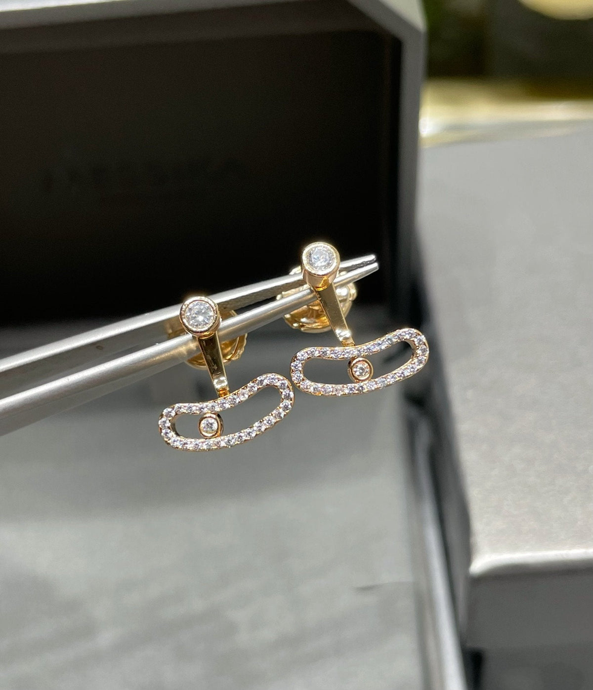 [baslovejewels]MOVE UNO PINK GOLD DIAMOND EARRINGS