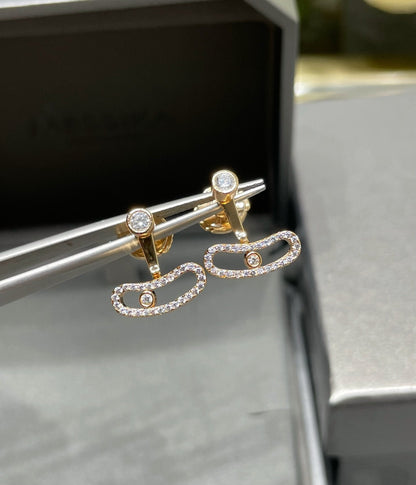 [baslovejewels]MOVE UNO PINK GOLD DIAMOND EARRINGS