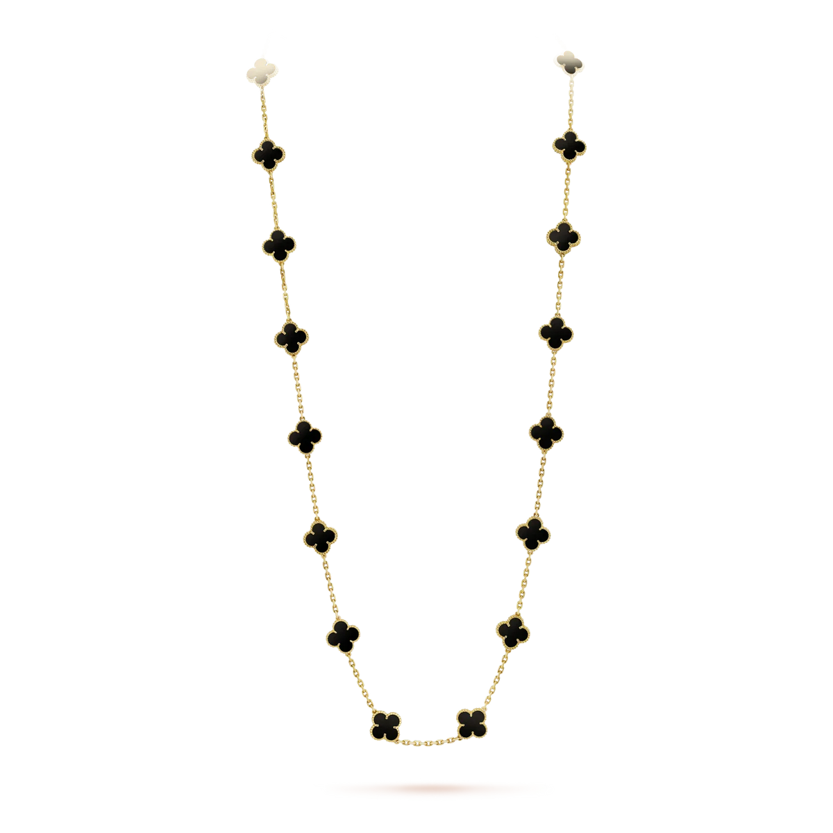 [basloveJW]CLOVER 20 MOTIFS ONYX NECKLACE