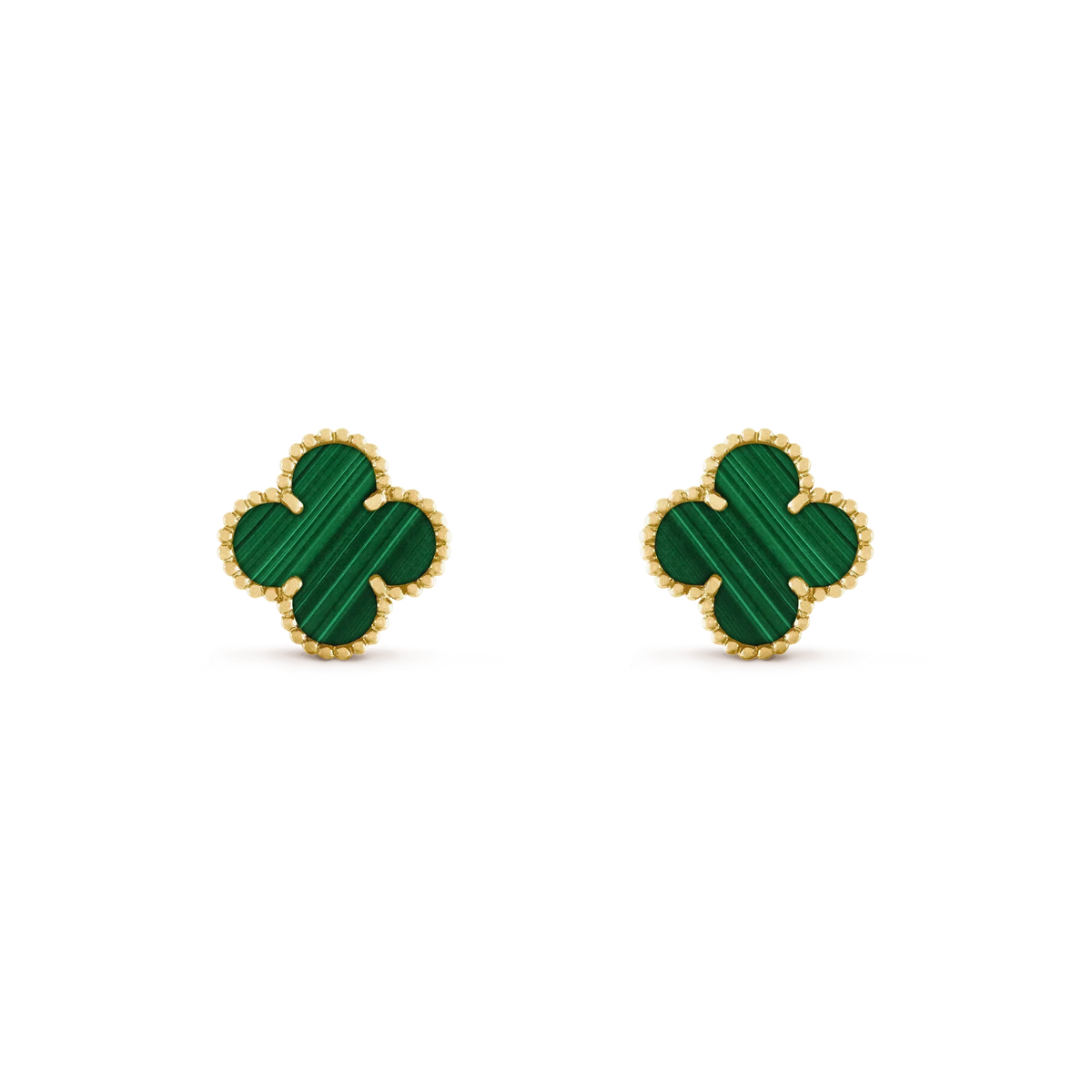 [basloveJW]CLOVER MEDIUM 1 MOTIFS MALACHITE  EARRINGS
