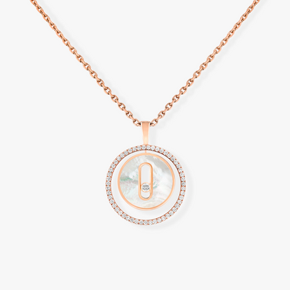 [baslovejewels]LUCKY MOVE 1 DIAMOND WHITE MOTHER OF PEARL PINK GOLD DIAMOND NECKLACE