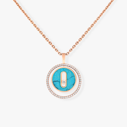 [baslovejewels]LUCKY MOVE 1 DIAMOND TURQUOISE PINK GOLD DIAMOND NECKLACE