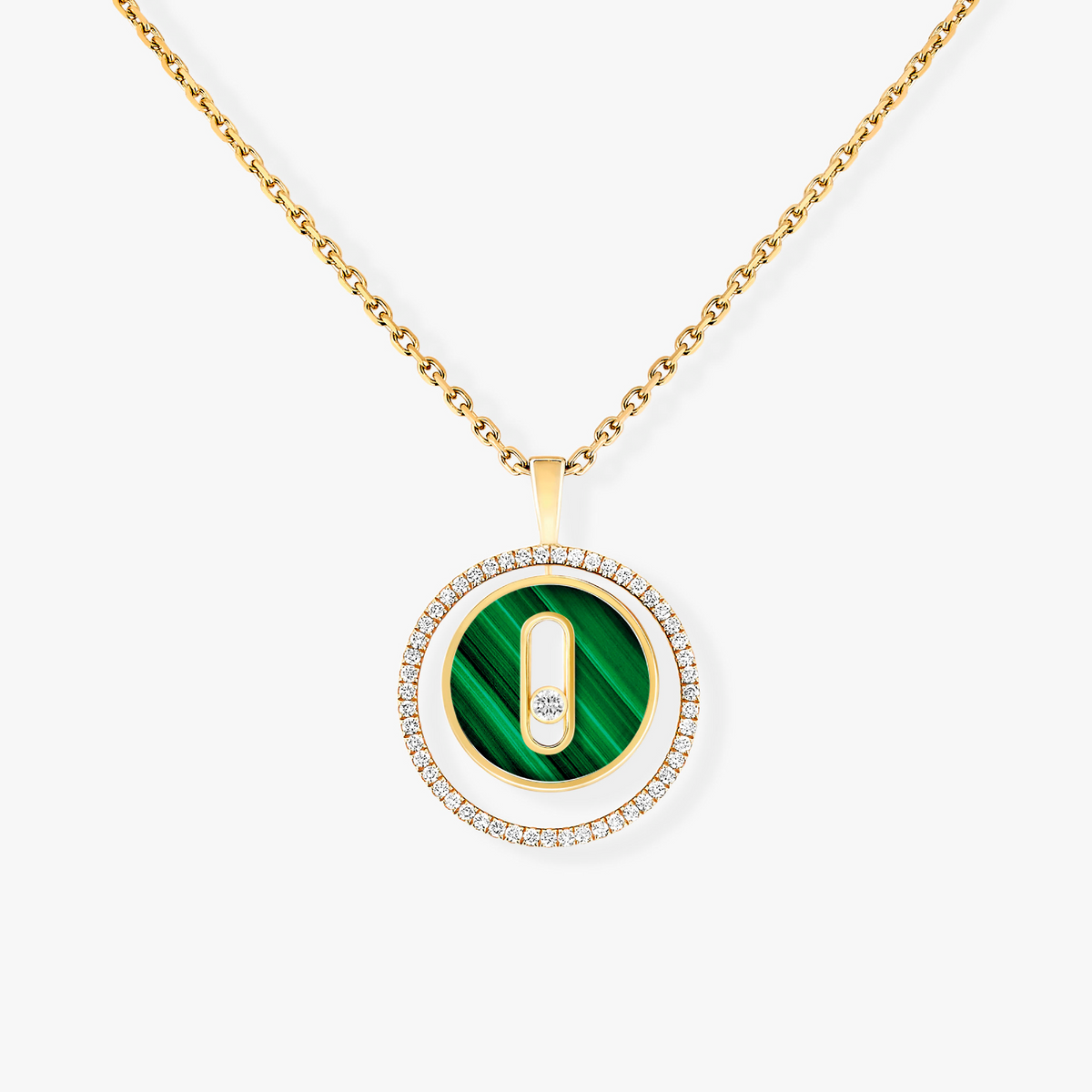 [baslovejewels]LUCKY MOVE 1 DIAMOND MALACHITE GOLD DIAMOND NECKLACE