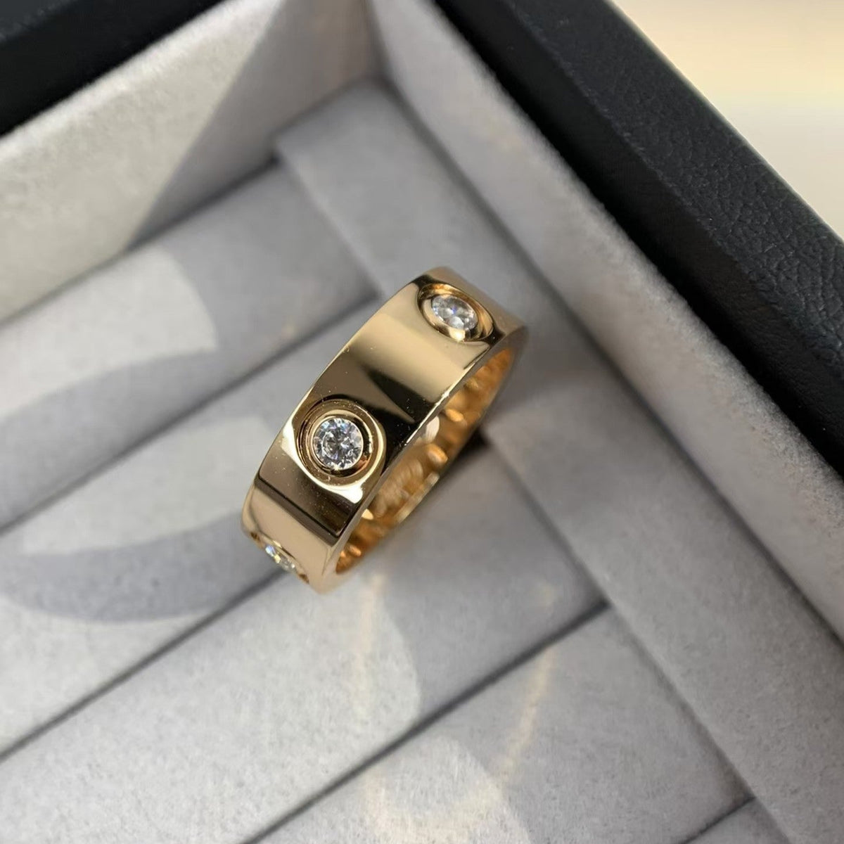 [baslovejewels]LOVE RING 5.5MM 6 DIAMONDS PINK GOLD