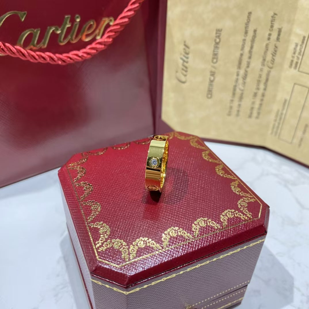 [baslovejewels]LOVE RING 5.5MM 3 DIAMONDS GOLD