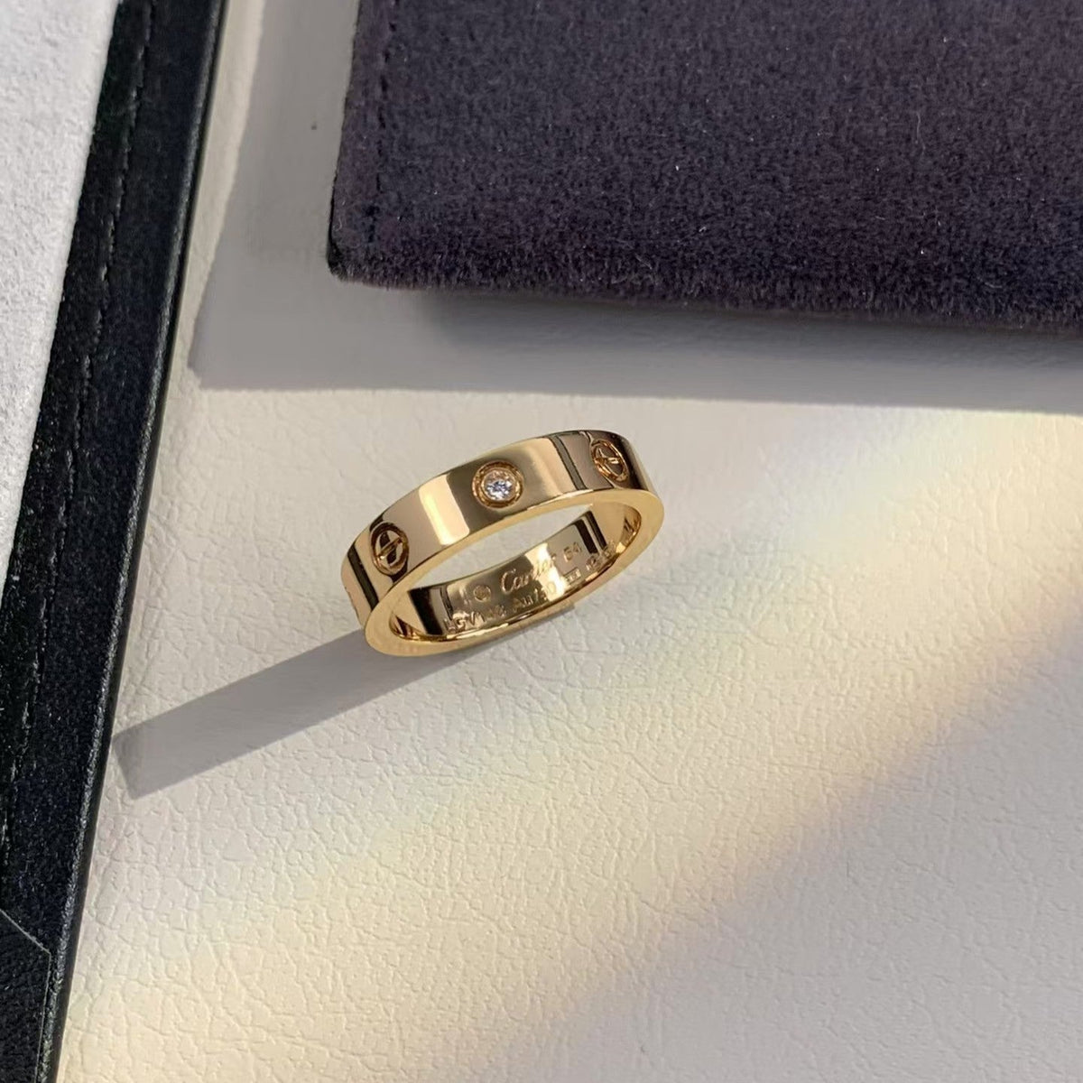 [baslovejewels]LOVE RING 4MM 1 DIAMOND PINK GOLD