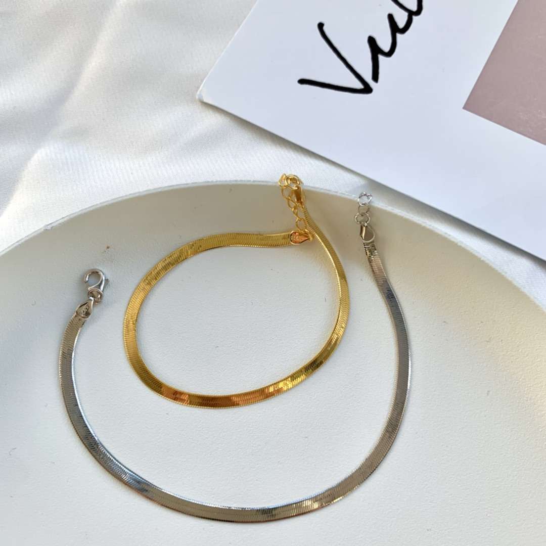 [baslovejewels]Flat Snake Bone Chain Blade Necklace