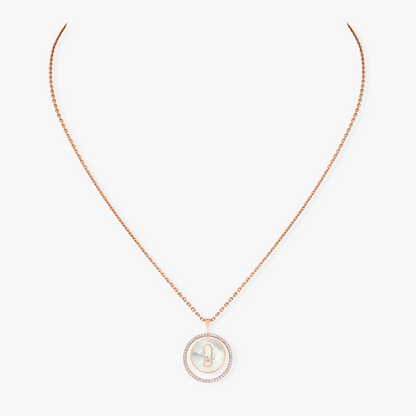 [baslovejewels]LUCKY MOVE 1 DIAMOND WHITE MOTHER OF PEARL PINK GOLD DIAMOND NECKLACE