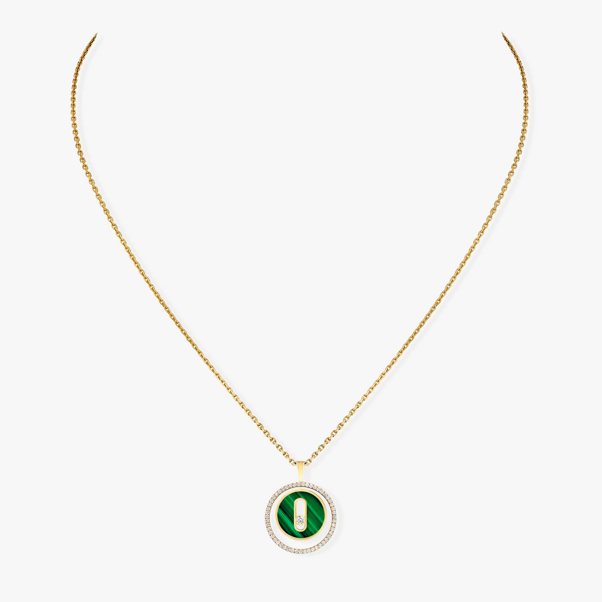 [baslovejewels]LUCKY MOVE 1 DIAMOND MALACHITE GOLD DIAMOND NECKLACE