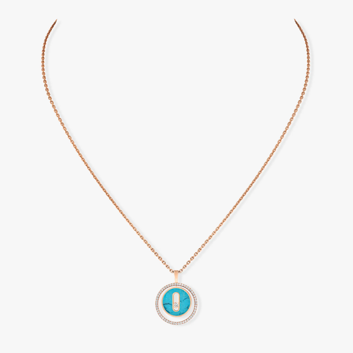 [baslovejewels]LUCKY MOVE 1 DIAMOND TURQUOISE PINK GOLD DIAMOND NECKLACE