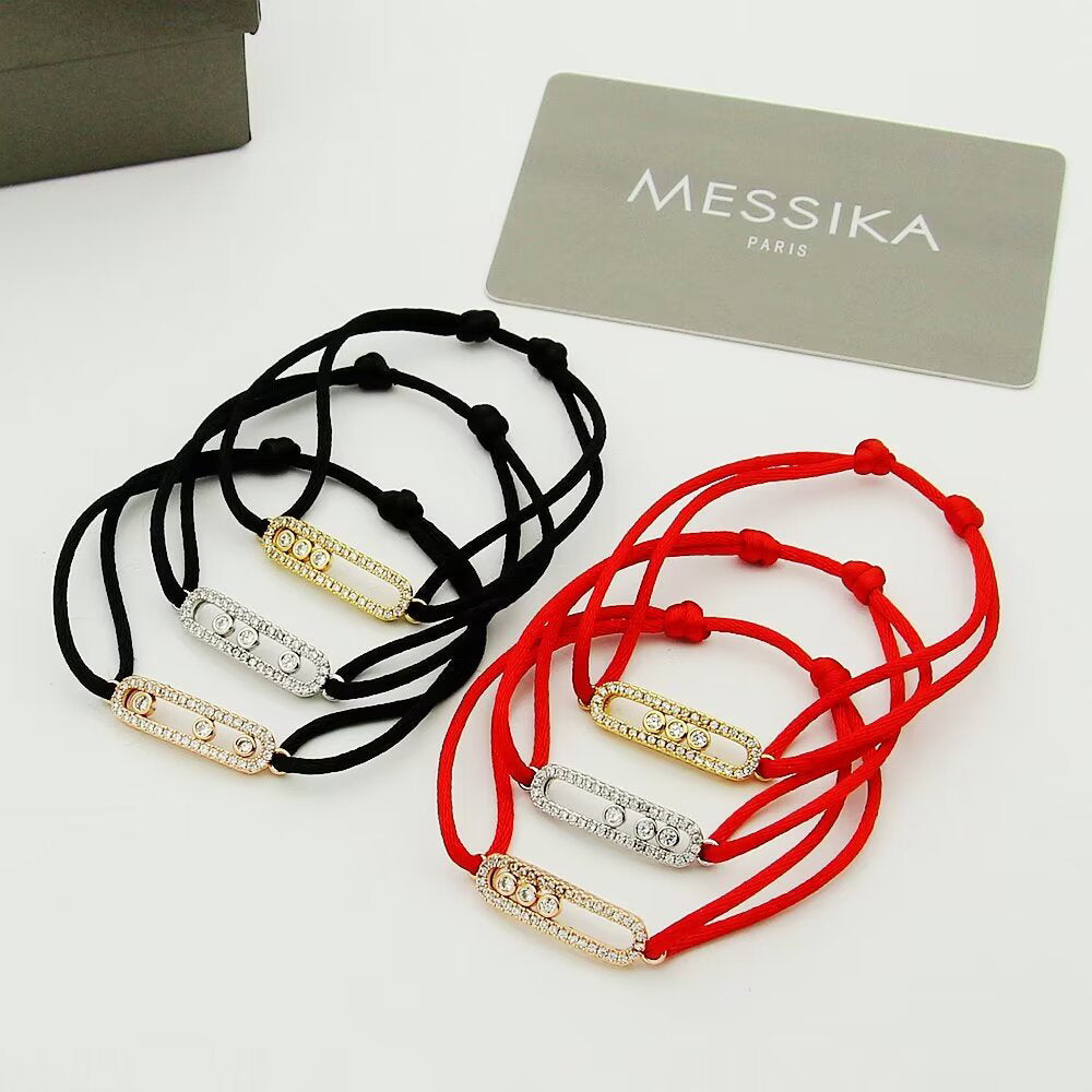 [baslovejewels]Messika Care(s) pink cord pavé bracelet
