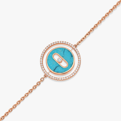 [baslovejewels]LUCKY MOVE TURQUOISE PINK GOLD DIAMOND BRACELET