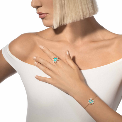 [baslovejewels]LUCKY MOVE TURQUOISE PINK GOLD DIAMOND BRACELET