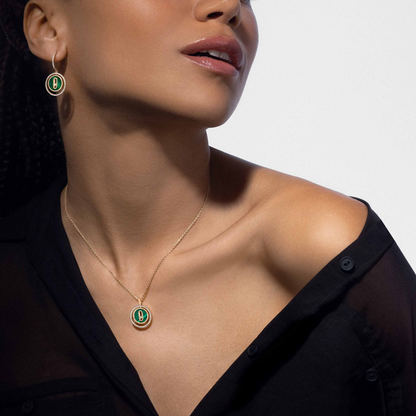 [baslovejewels]LUCKY MOVE 1 DIAMOND MALACHITE GOLD DIAMOND NECKLACE